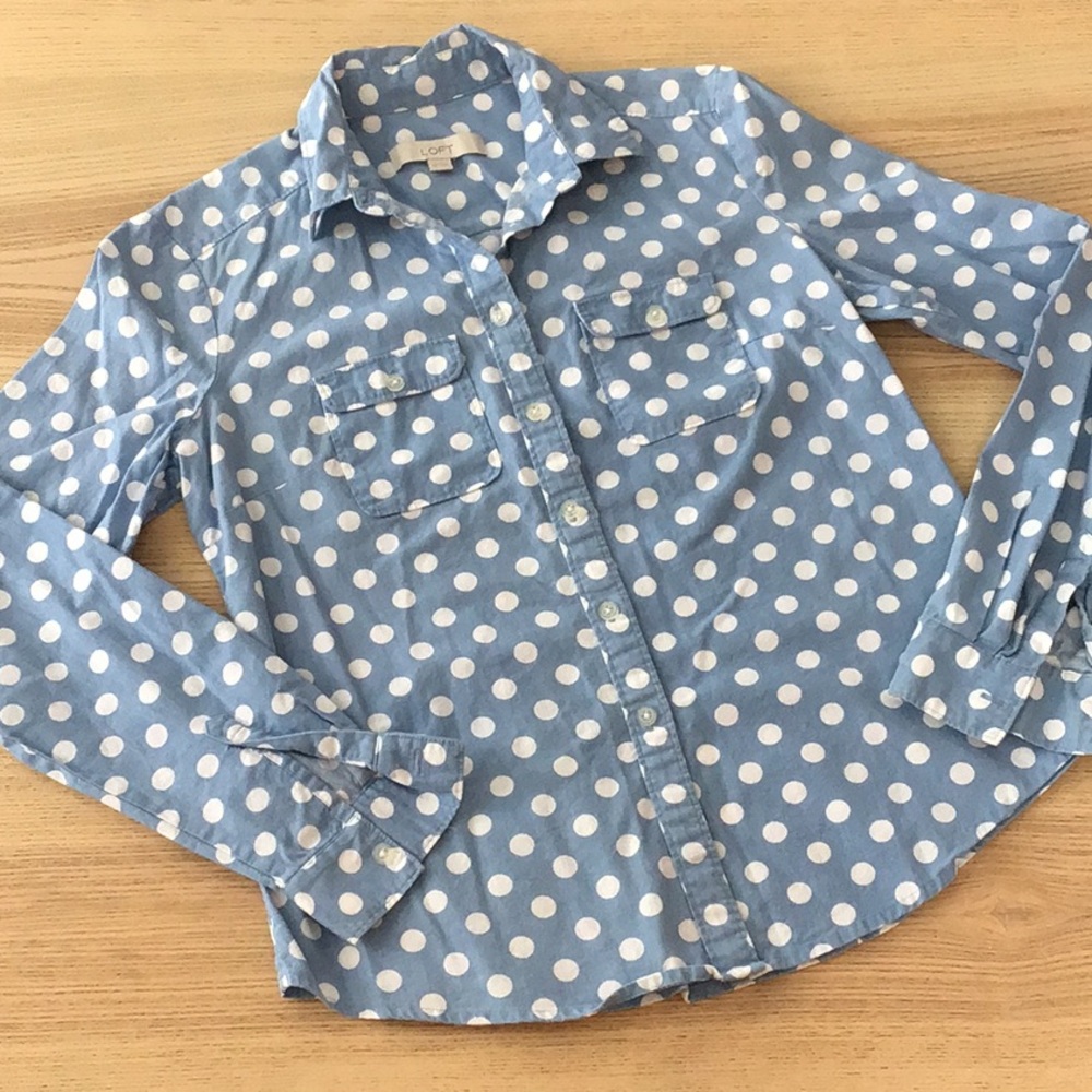 Loft Blue Polka Dot Button-Up